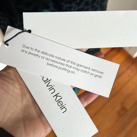 Calvin Klein Dark Green Burnout Velvet Faux Wrap Dress with Flounce Hem - NWT 8 - Picture 12 of 15